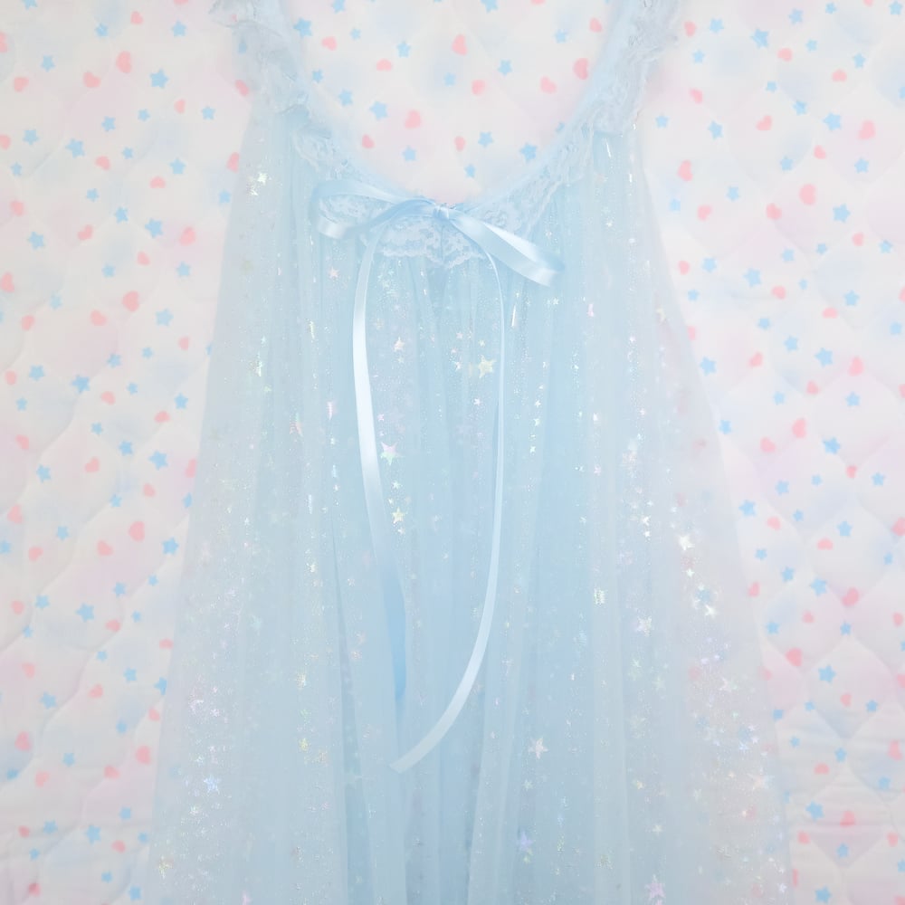 Iridescent Peignoir (Long): Blue