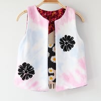 Image 2 of superfloral sketchy petals tiedye soft warm sweatshirt 6/7 courtneycourtney open layer lined vest