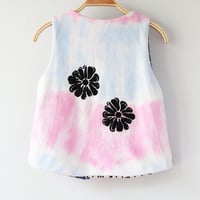 Image 4 of superfloral sketchy petals tiedye soft warm sweatshirt 6/7 courtneycourtney open layer lined vest