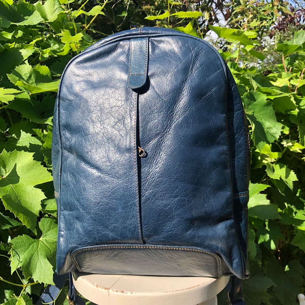 Image of Handmade Leather Backpack - Blue Buffalo #E