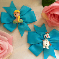 Handmade Frozen Inspired Hair Clip,Frozen Inspired Bow Clip,Elsa Hair Bow Clip