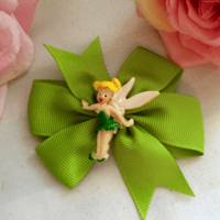 Handmade Tinkerbell Inspired Hair Clip,Tinkerbell Inspired Bow Hair Clip