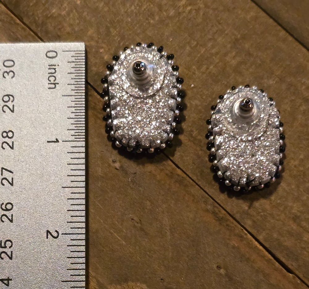 Image of Beaded Coffin Stud Earrings 