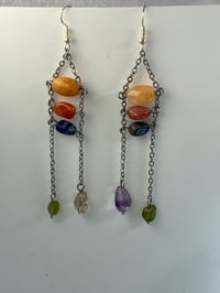 Image 1 of Regal Elegance Drops  | Jade agate peridot quartz fusion crystal dangling earrings 
