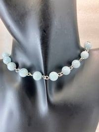 Image 2 of Planet Bella | Aquamarine beaded necklace with a large beaded flower pendant 
