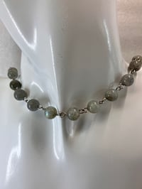 Image 3 of Planet Bella | Aquamarine beaded necklace with a large beaded flower pendant 