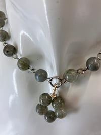 Image 1 of Planet Bella | Moonstone beaded necklace with a large beaded flower pendant