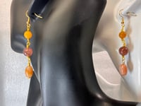 Blossom & Earth Drops | features agate, strawberry quartz & orange Jade dangling earrings