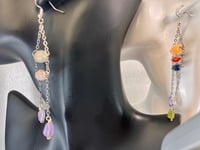 Image 2 of Regal Elegance Drops | Jade, Morganite, Lavender quartz dangling earrings