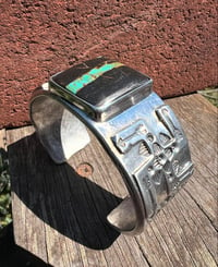 Image 5 of WL&A Handmade Heavy Ingot Whirling Log Black Jack Turquoise Cuff - Size to 7.25 to 7.5" - 155grams