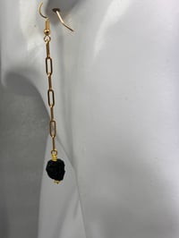 Image 1 of Paper Clip Bliss| Black tourmaline gold plated dangling earrings | Christmas Gift