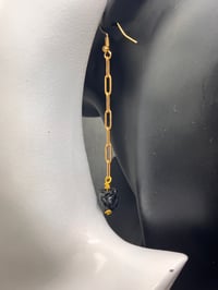 Image 3 of Paper Clip Bliss| Black tourmaline gold plated dangling earrings | Christmas Gift
