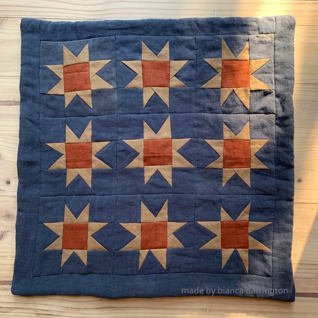 Nine Star Quilted Cushion Linen ~made to order