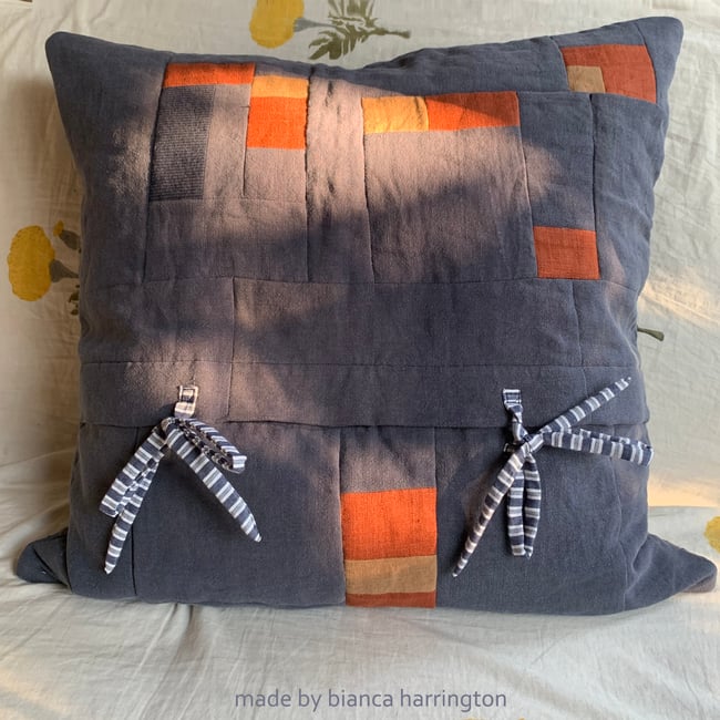 Nine Star Quilted Cushion Linen ~made to order