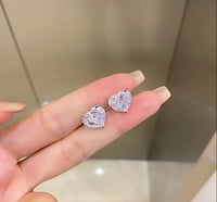 Image 3 of Love Heart Sterling Silver Earrings