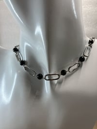 Image 1 of Stainless & Stone Harmony | Black Obsidian + paper clip necklace | gift | 
