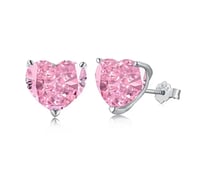 Image 1 of Pink Love Heart Sterling Silver Earrings