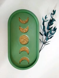 Image 1 of Plaster stand green oval with embossing