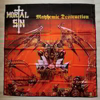 Image 1 of MORTAL SIN - Mayhemic destruction Flag 3' x 3' (cloth poster Banner tapestry) Thrash metal