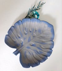 Image 1 of Stand made of plaster monstera gray with blue