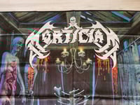 Image 2 of MORTICIAN - Hacked up for barbecue Flag 3' x 3'(cloth poster Banner tapestry) Death metal Deathgrind
