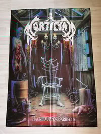 Image 1 of MORTICIAN - Hacked up for barbecue Flag (cloth poster Banner tapestry) Death metal Grindcore