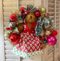 Cute Vintage Teddy Bear Christmas Ornaments Wreath