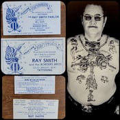 Image of 2 original vintage ray smith antique tattoo business cards fort knox radcliffe kentucky