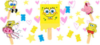 Cartoon Sponge Ice Cream Popsicles  Double Sided Uv Dtf Wrap W0570