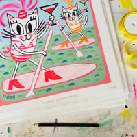 Image 3 of 'Pussycats paddleboarding' Fine art print