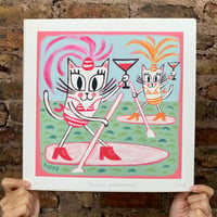 Image 2 of 'Pussycats paddleboarding' Fine art print