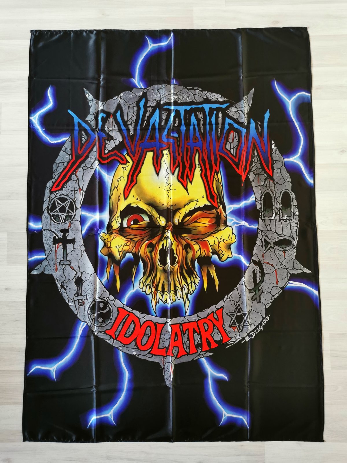 DEVASTATION - Idolatry Flag (cloth poster Banner tapestry) Thrash