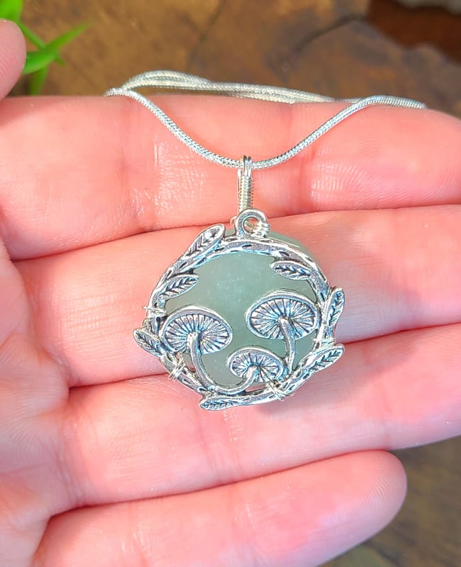 Green Aventurine Mushroom Forest Necklace 