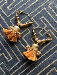 Image 1 of Gold plated Afghan tassel tunnel earrings