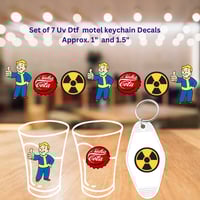 Set of 7 Uv Dtf Decals Fallout Nuke Cola Radioactive 