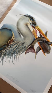 Image 2 of BLUE HERON FISHING - EMBELLISHED