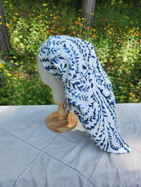 Image 3 of 100% Linen Hair Bandana Blue & White 