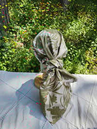Image 2 of Beige & Olive Tropical Linen Bandana 