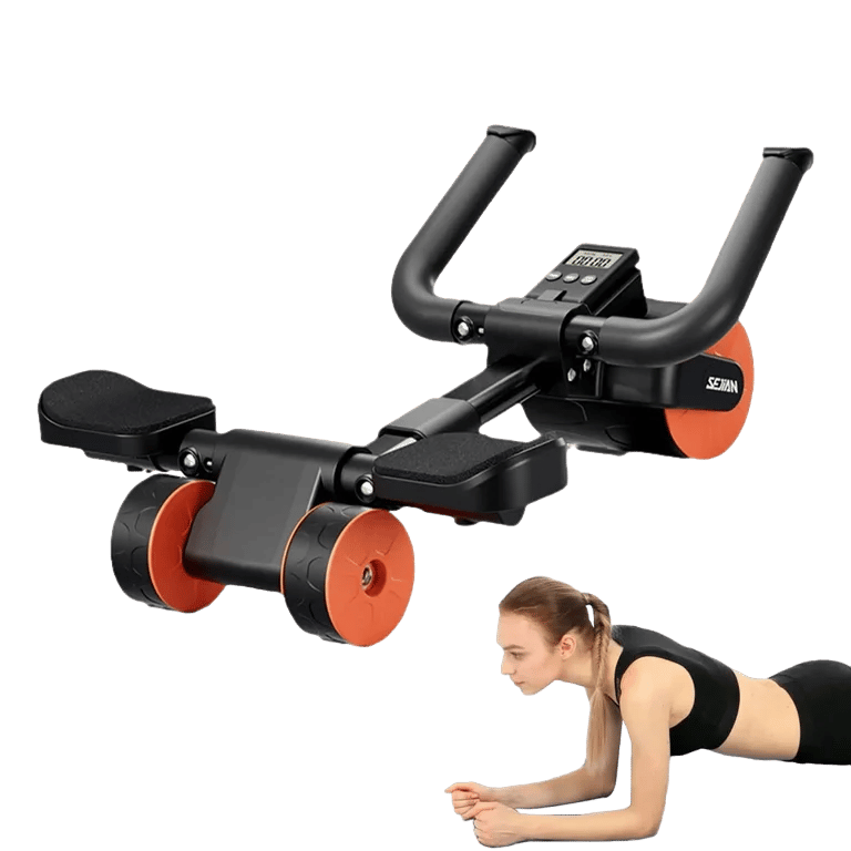 Fitness 3-Wheel Ab Roller with Elbow Support - Automatic Rebound Belly Wheel for Home Gym