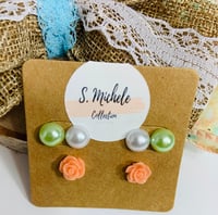 Image 2 of Floral with Burlap Lace Ribbon Hair Clip Set