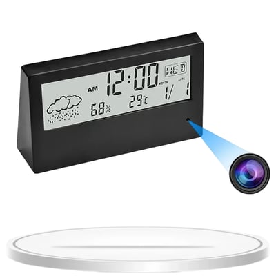 HD 1080P Wifi Alarm Clock Camera With Temperature Humidity Monitor