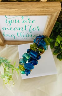 Image 1 of Blue-n-Green Sea Glass Cuff bracelet 