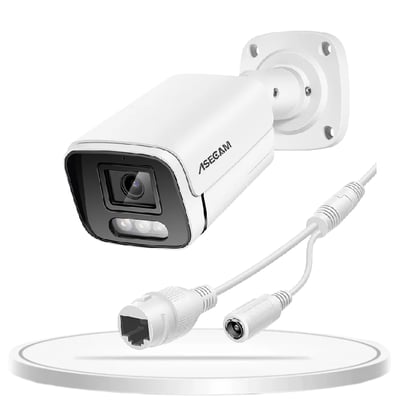4K 8MP IP Camera - Audio, Outdoor POE, H.265, Onvif Metal Bullet CCTV, 4MP Color Night Vision