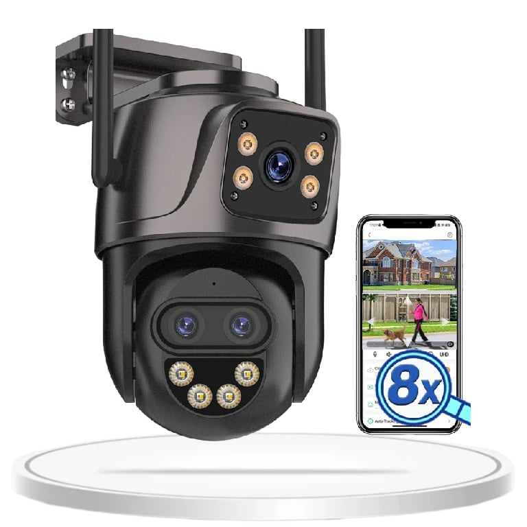 6K 9MP HD IP Camera Outdoor 8x Zoom Dual Screen External WiFi Camera 4K 8MP Security PTZ Cam