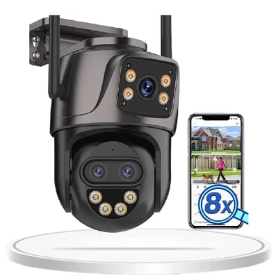 6K 9MP HD IP Camera Outdoor 8x Zoom Dual Screen External WiFi Camera 4K 8MP Security PTZ Cam