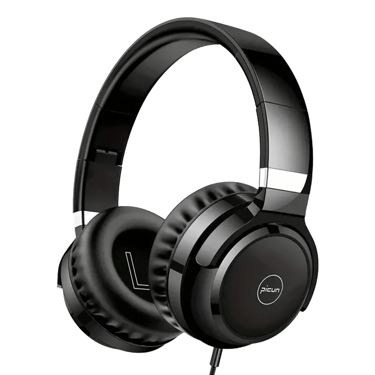 Picun C60 Wired On-Ear Headphones with Microphone – Lightweight, Foldable