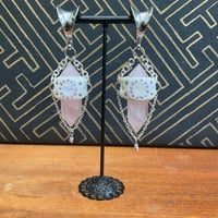 Image 3 of Pink quartz and moonstone inlay ear weights 