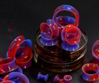 Image 1 of Silicone Tunnels - Marbled - Red, Purple - Double Flared - Flesh Tunnels - Stretched Ears