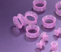 Image 1 of Bruised Violet Silicone Tunnels, Plugs - Double Flare - Flesh Tunnels - Translucent Violet