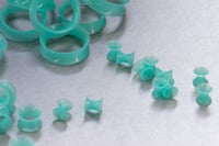 Image 2 of Mint Green Silicone Tunnels - Double Flare - Flesh Tunnels - Ear Gauges for Stretched Ears 